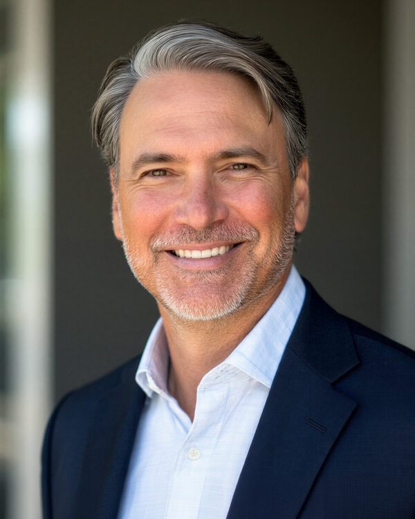 Justin Holofchak, businessman smiling outside