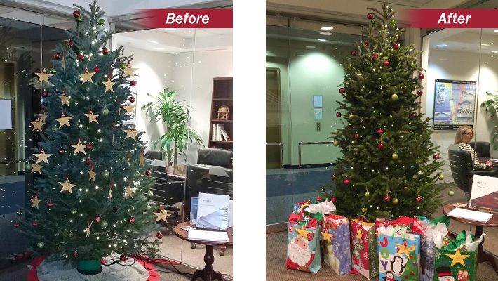 MPV Bethlehem Center Christmas Tree Before and After