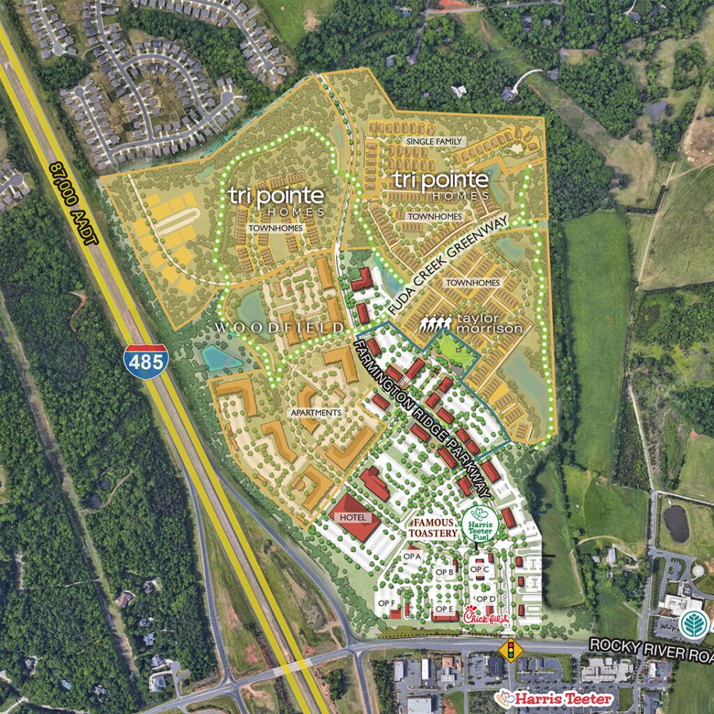 Farmington master plan overlay Harrisburg and Charlotte NC retail and residential development