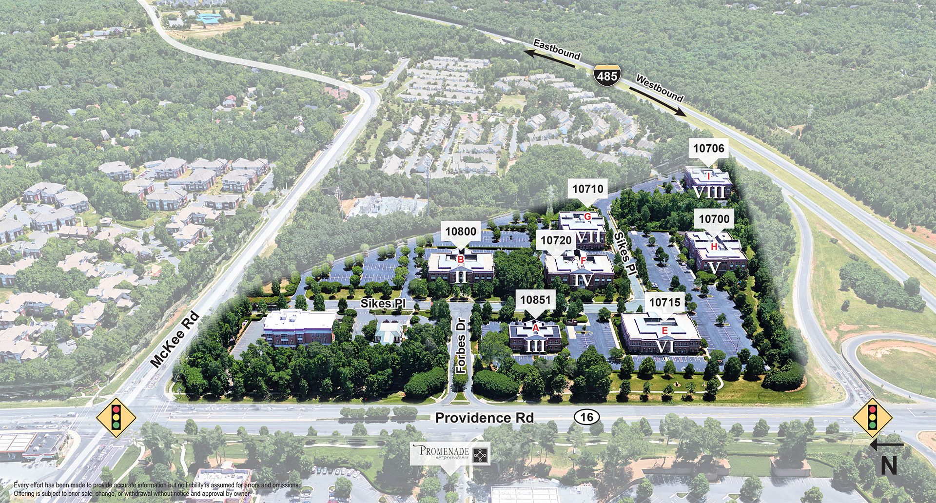 Providence Park south Charlotte aerial map