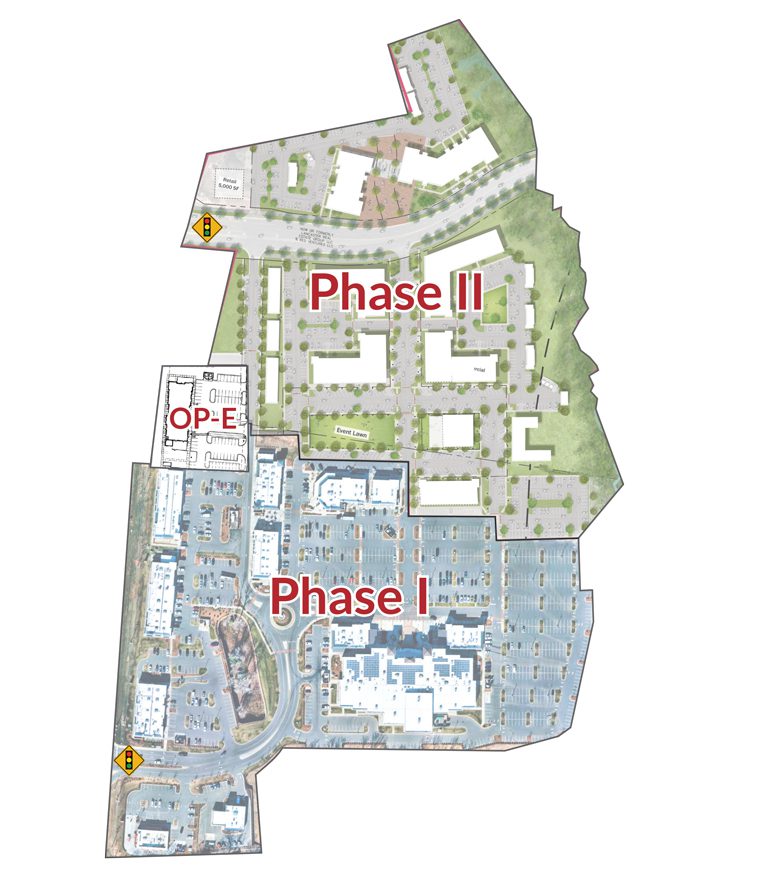 Site plan showing Redstone Phase I and Phase II