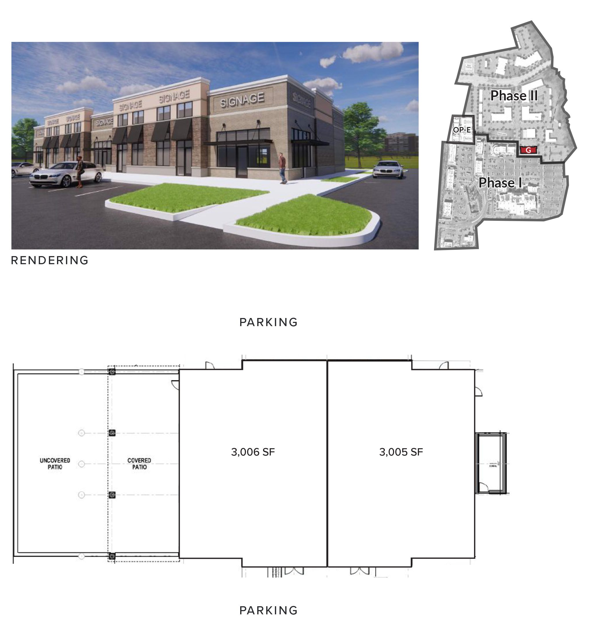 Rendering and Site PLan of Redstone Retail Phase 2