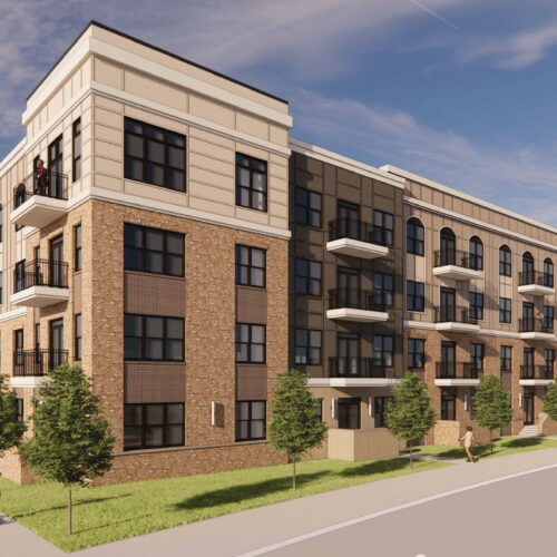 RedStone On Main Phase II rendering of 4-story multifamily building