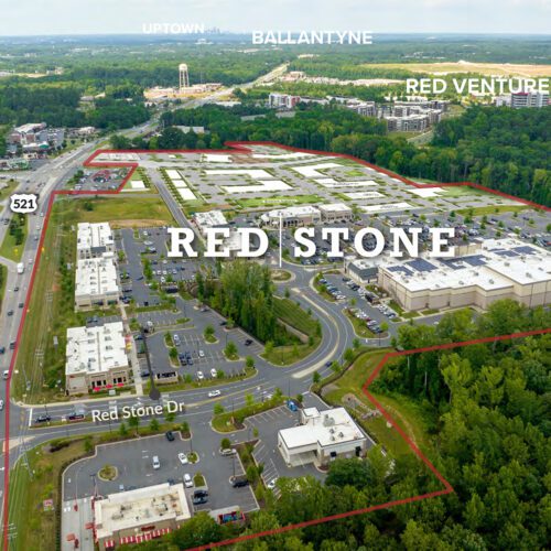 RedStone aerial with Phase II site plan overlay in Indian Land, SC retail center Stone Theatres