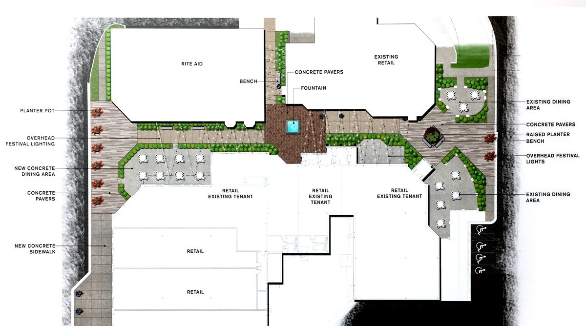 Strawberry Hill Plaza renovation rendering