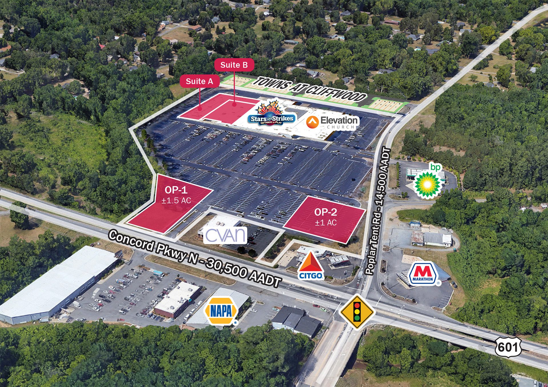 Concord Station West oblique aerial retail