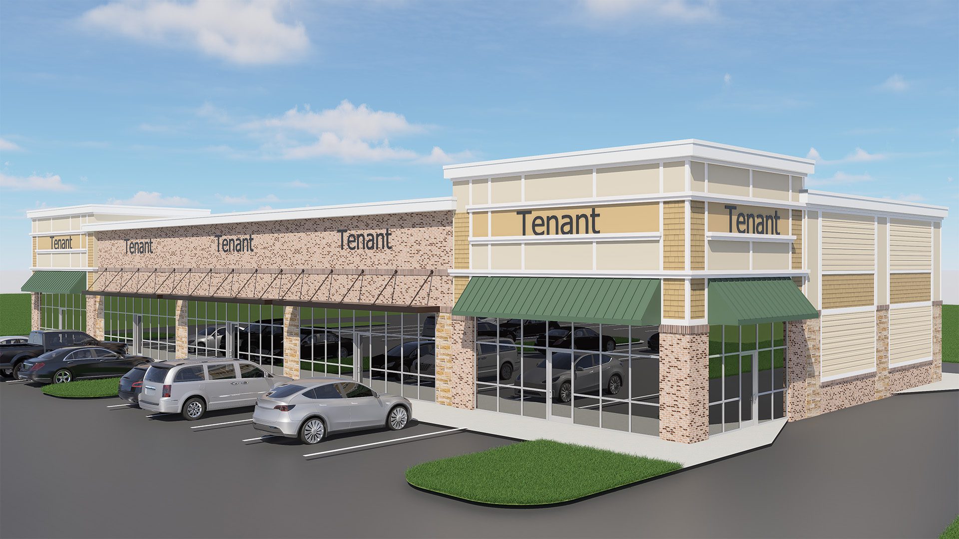 Retail tenant building rendered
