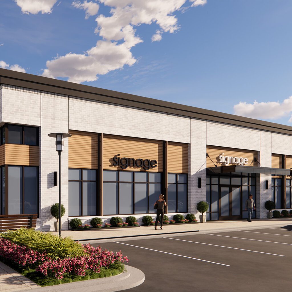 River's Edge Station 1-story commercial building rendering