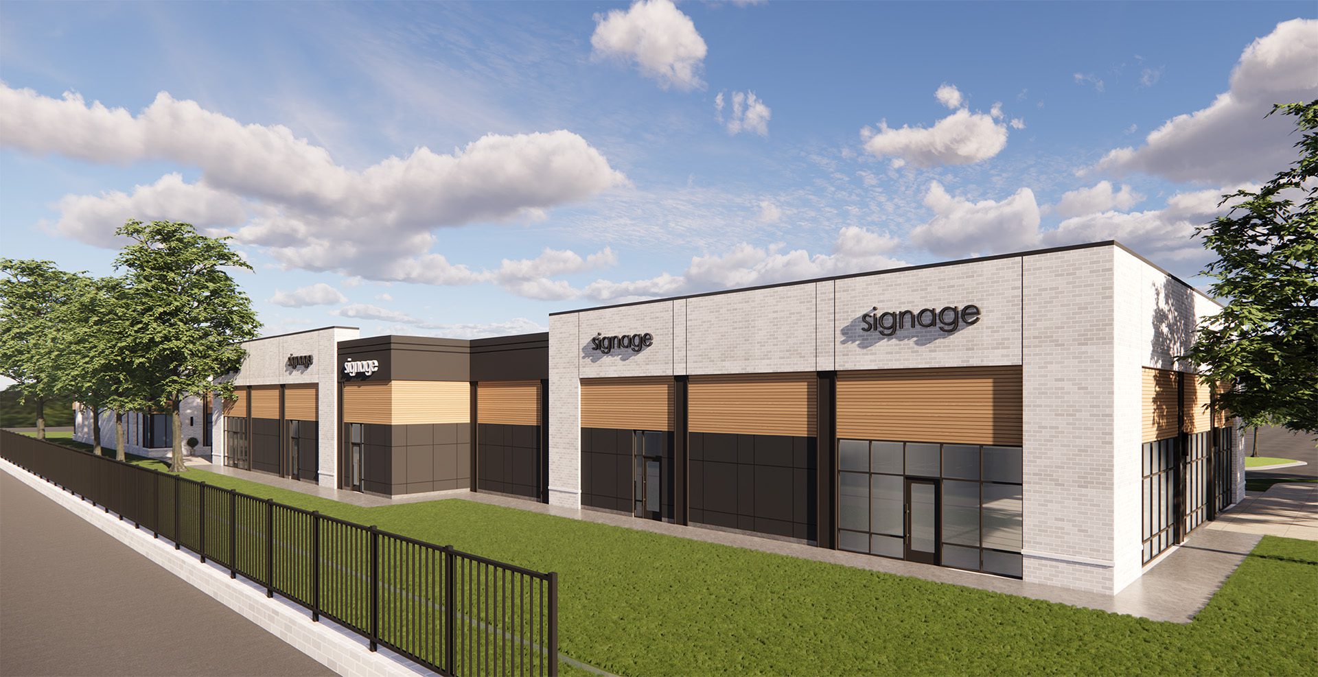 River's Edge Station 1-story commercial rendering rear side of building