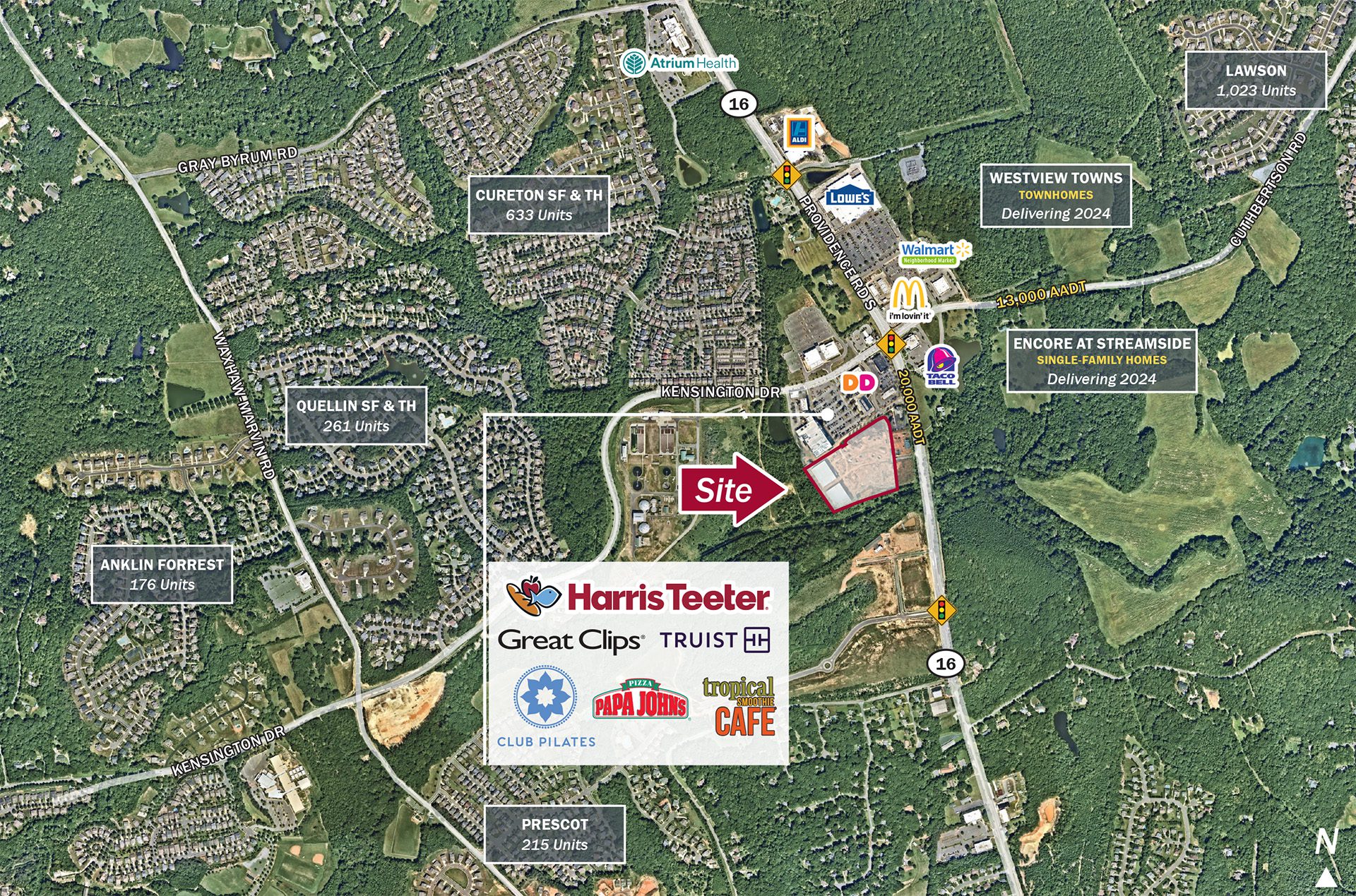 Waxhaw Cureton Town Center aerial location map