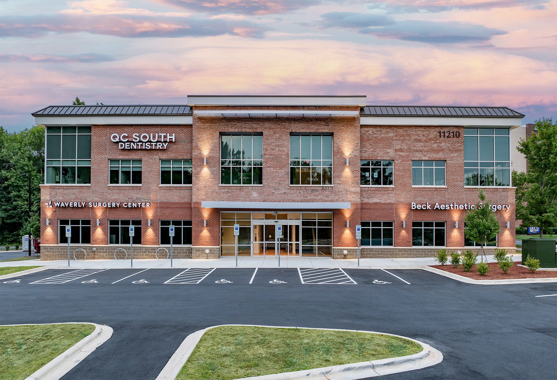 South Charlotte MOB on Golf Links Drive exterior 2-story brick building