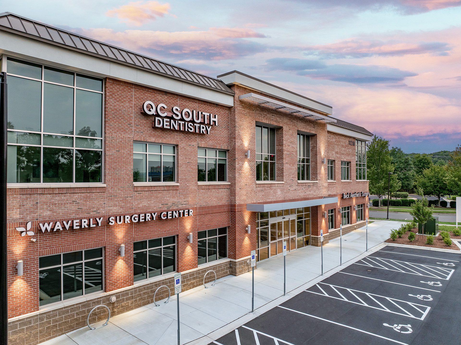 South Charlotte MOB on Golf Links Drive exterior 2-story brick building