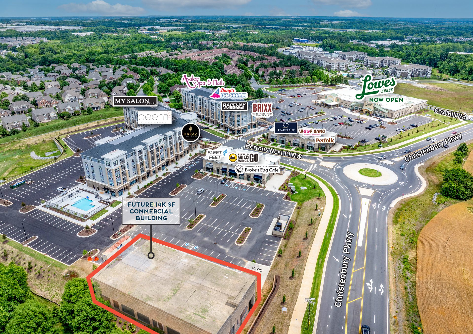 Christenbury Village Aerial with Building Overlay