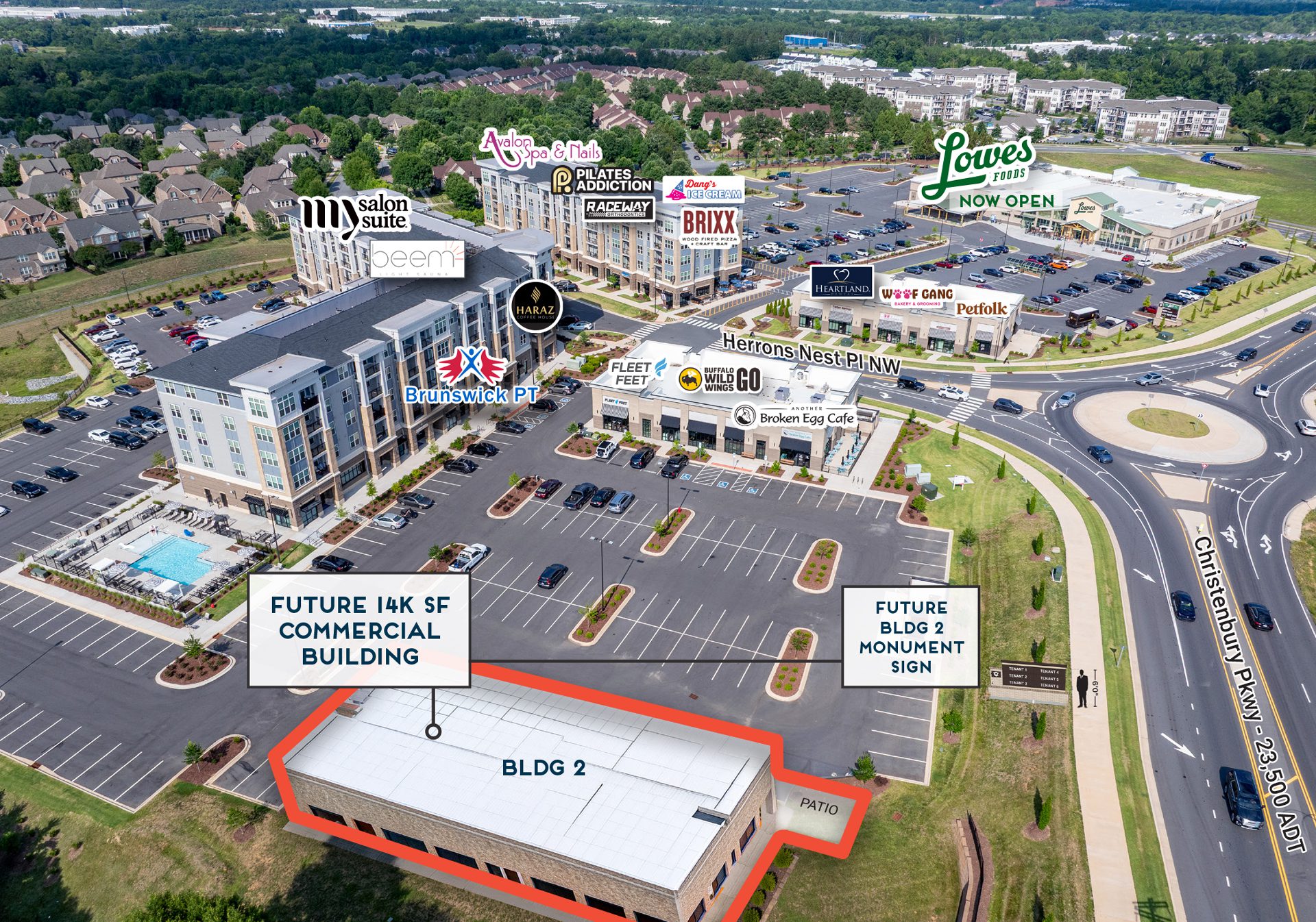 Christenbury Village Site Aerial with Bldg 2 overlay