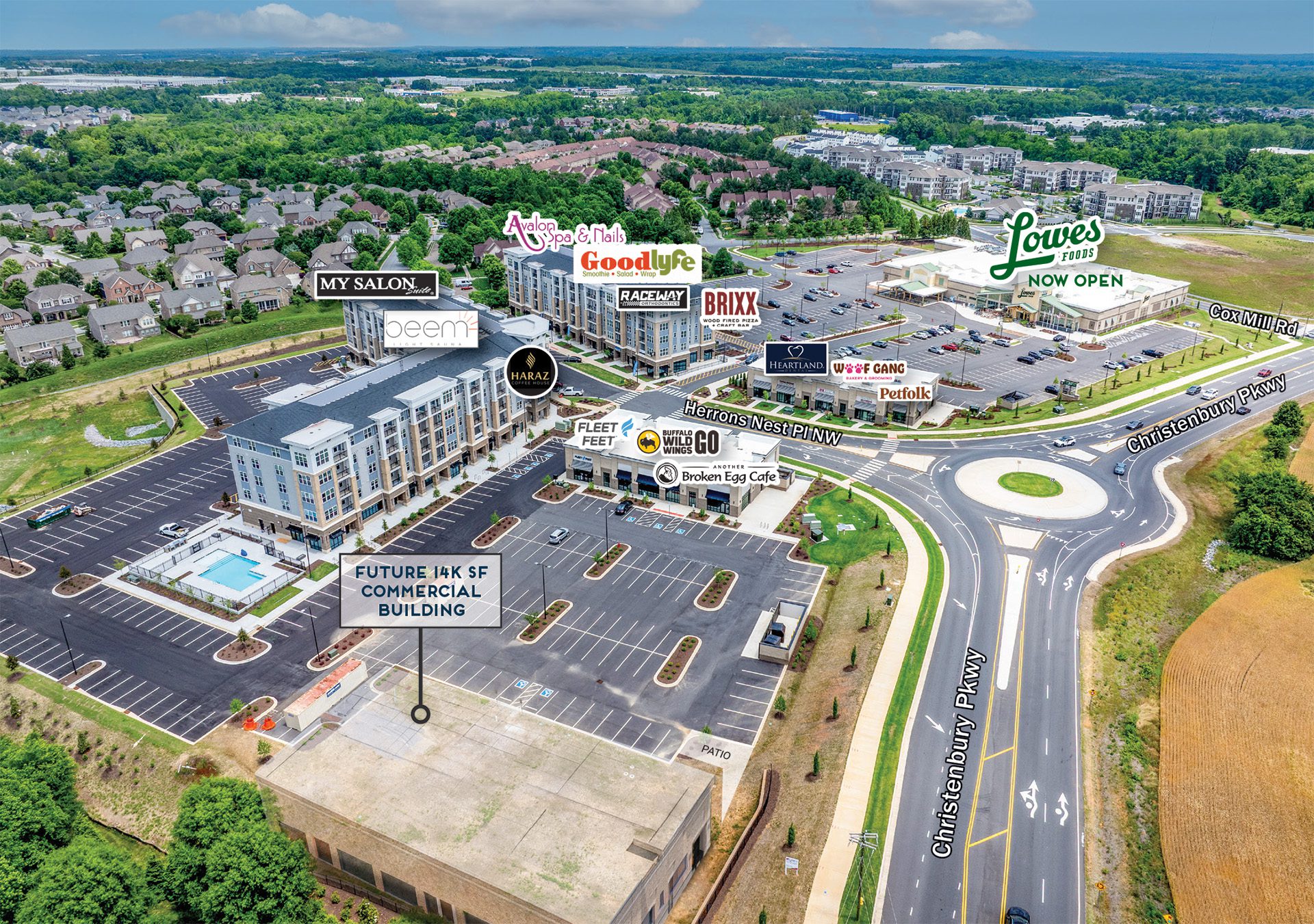 Christenbury Village aerial with building 2 overlay