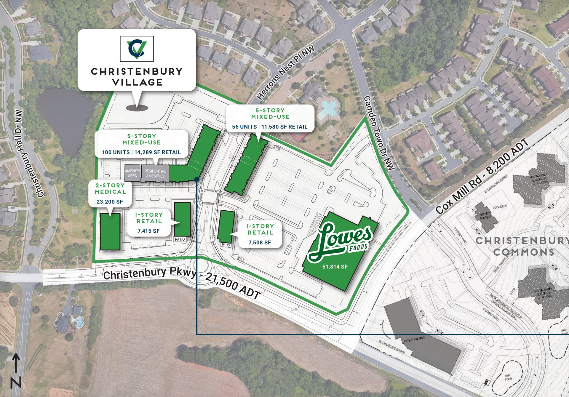 Christenbury-Village-site-plan-aerial-overlay
