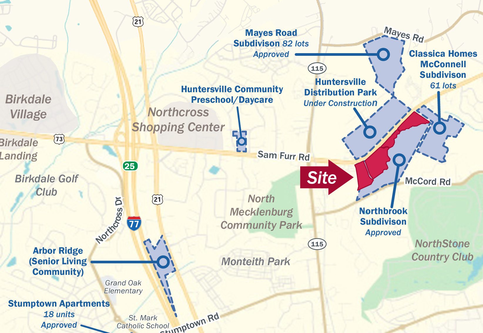 Highway 73 Northbrook map with planned development