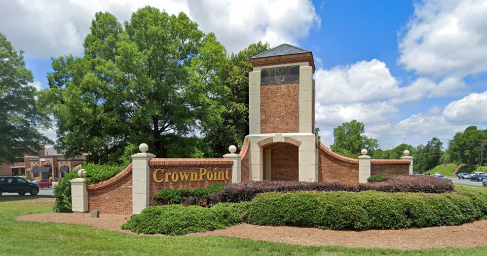 Crown Point monument sign brick daytime