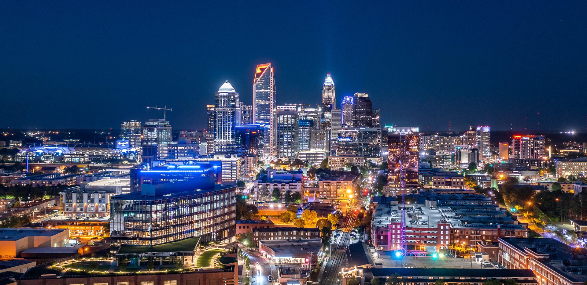 Charlotte Uptown evening skyscrapers