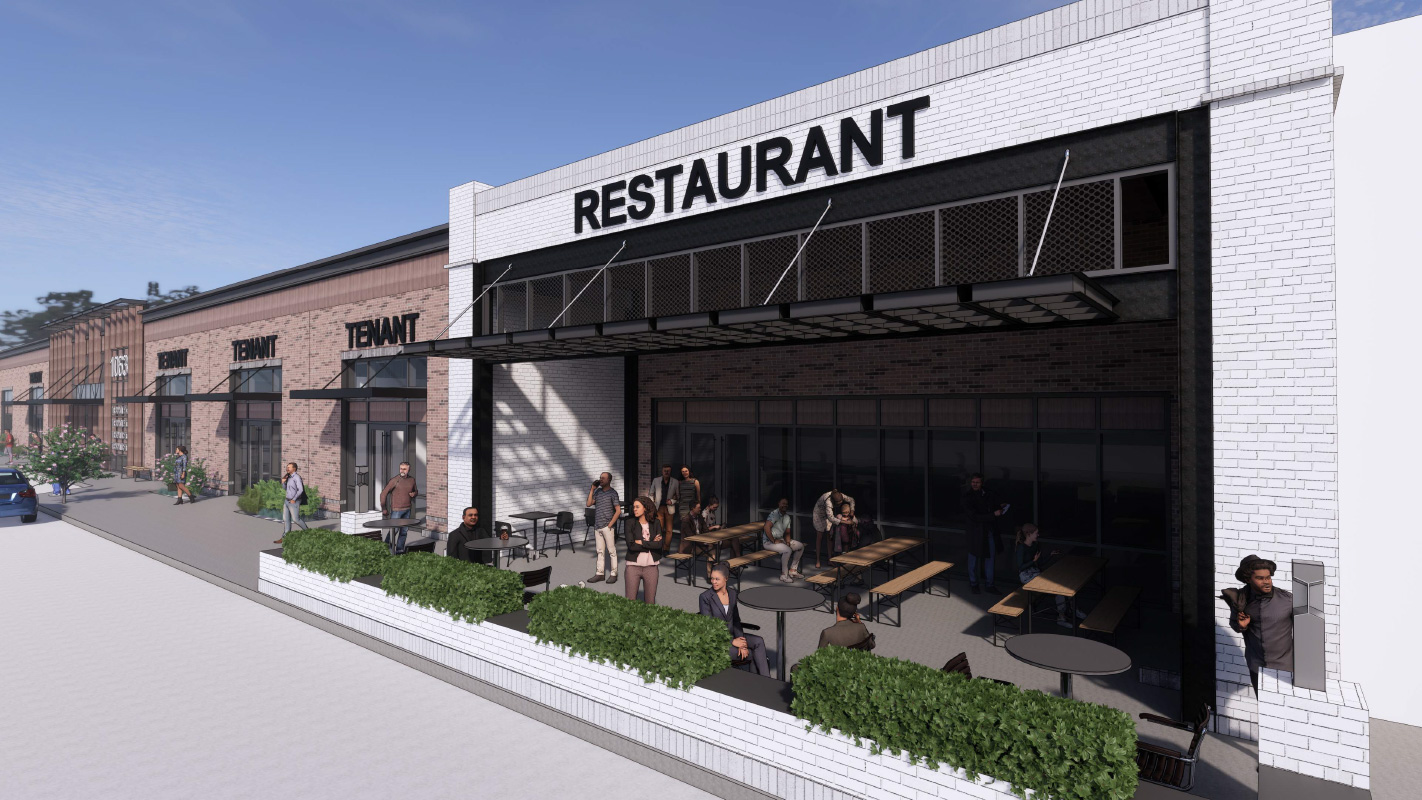 The Plaza at Park 51 restaurant rendering exterior patio
