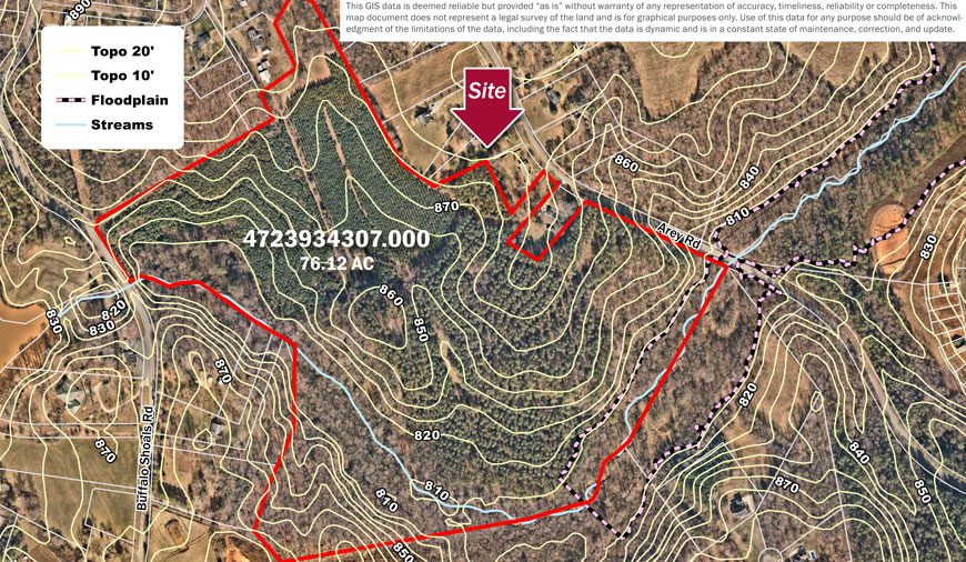 Buffalo Shoals land in Statesville NC topography