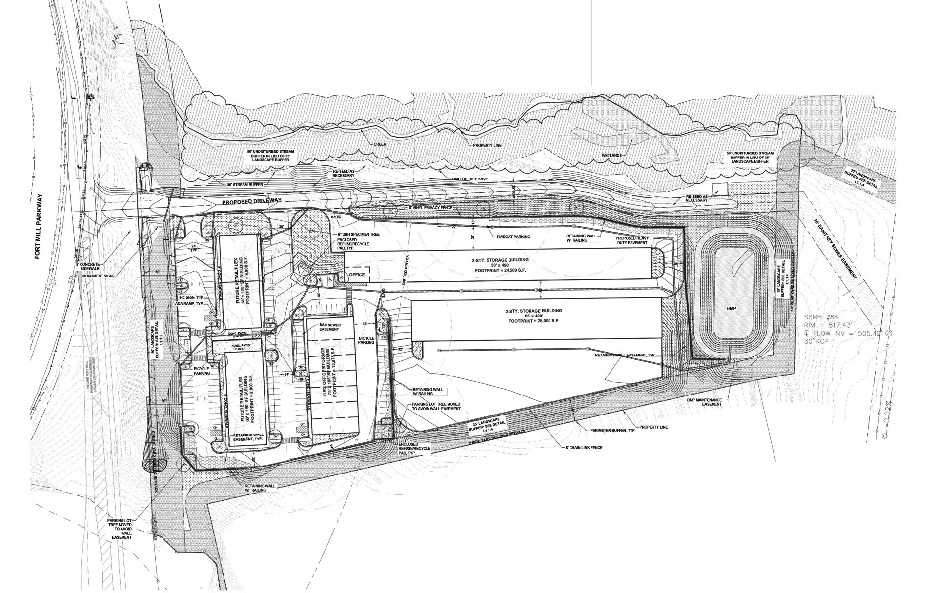 South Mill at Elizabeth retail landscape site plan