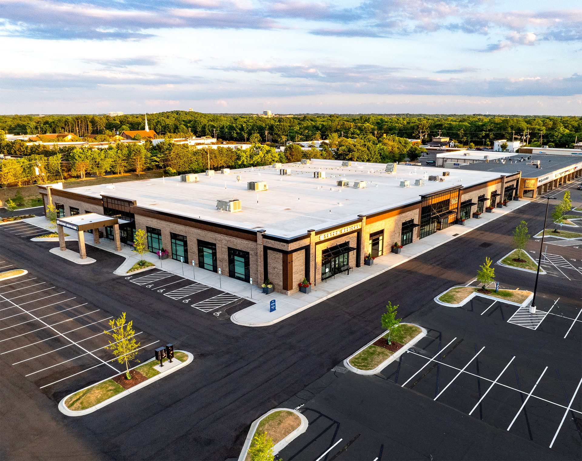 Plaza at Park 51 (former Blacklion building) from air in South Charlotte