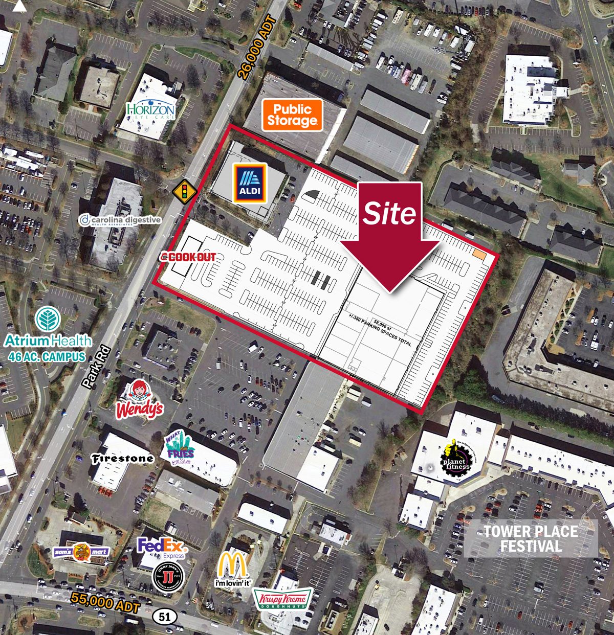 Pineville MOB The Plaza at Park 51 site plan overlay