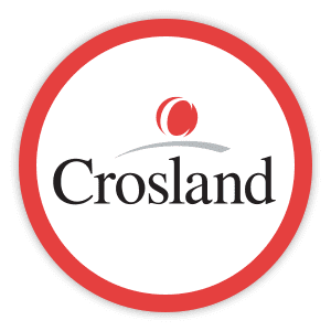 Crosland logo inside red circle
