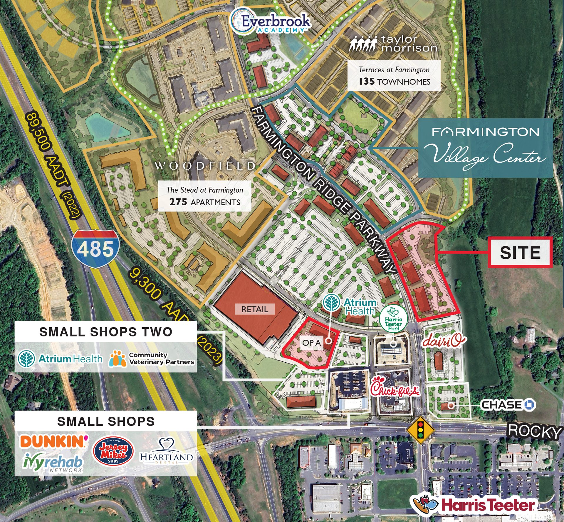 Farmington Ridge Shops Zoomed In Aerial