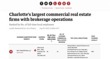 Charlotte Business Journal news clip from Largest Commercial Real Estate Firms list