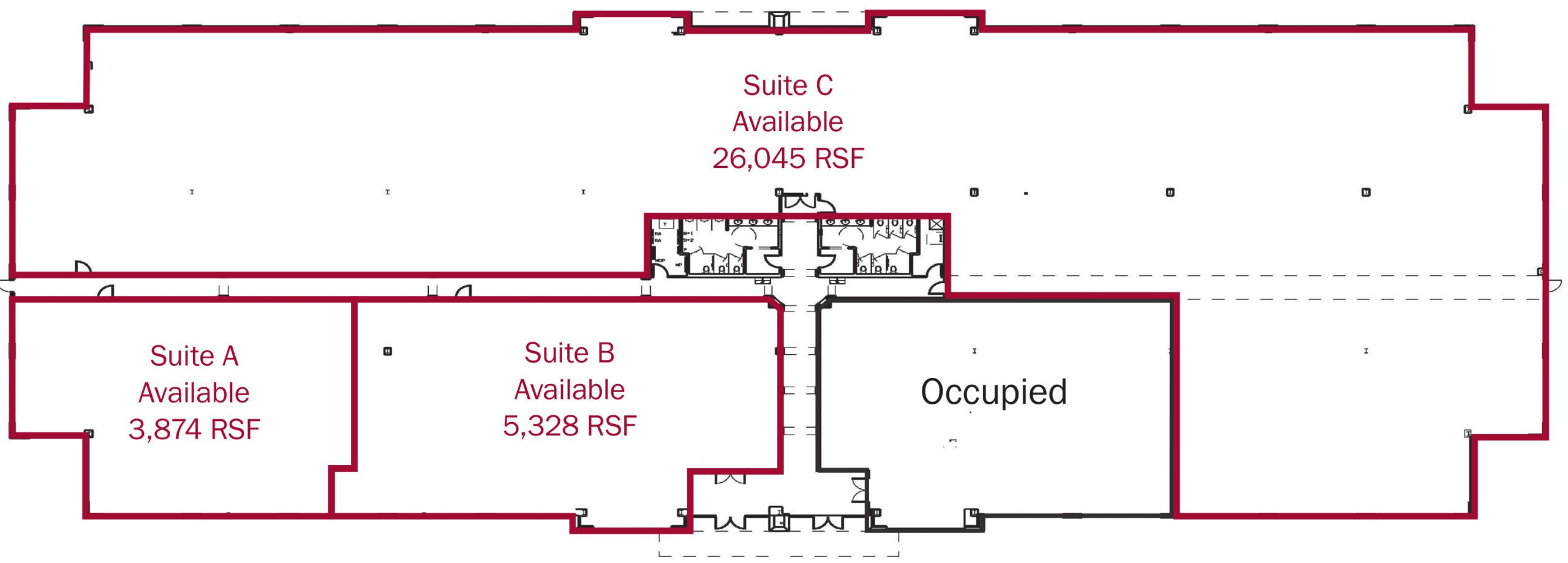 Floorplan of available space for Wellman Corporate Center