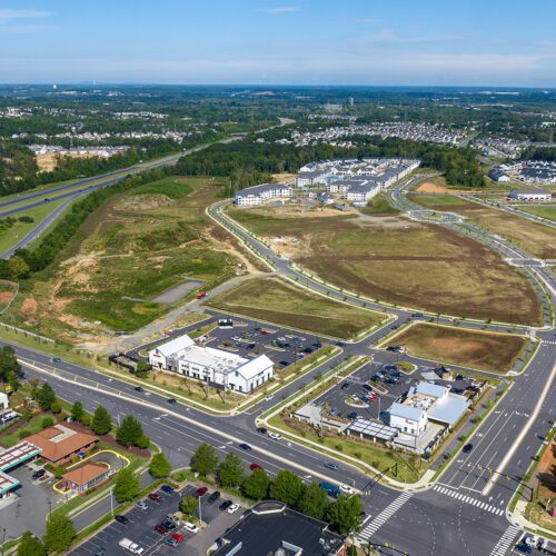 aerial image of Farmington development half-developed under construction