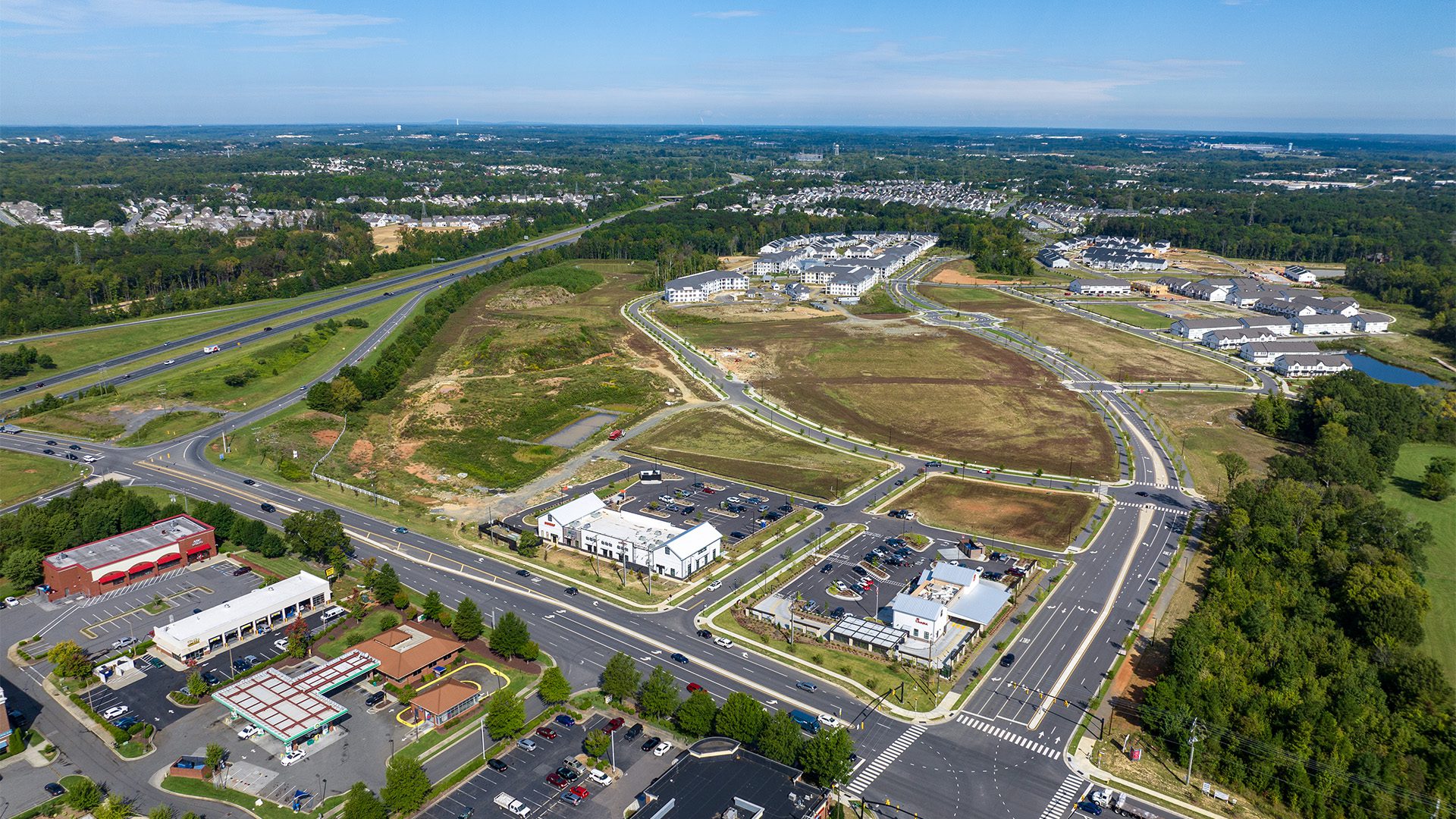aerial image of Farmington development half-developed under construction