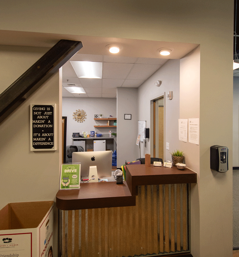 Phyiscal Therapy waiting room with front desk