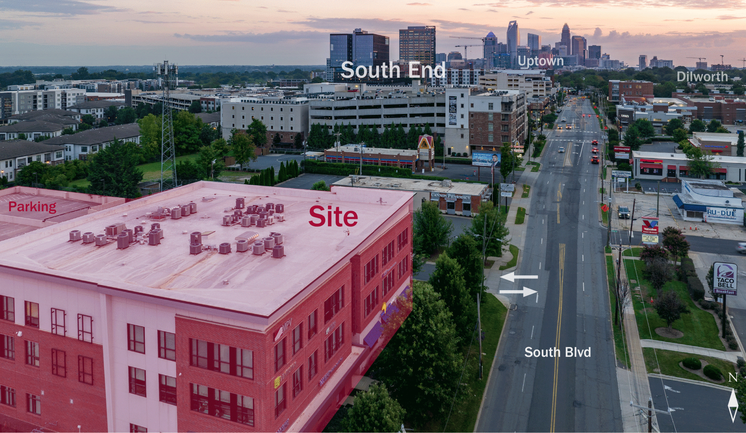 3D Drone Footage of 2400 South Blvd and Uptown Skyline