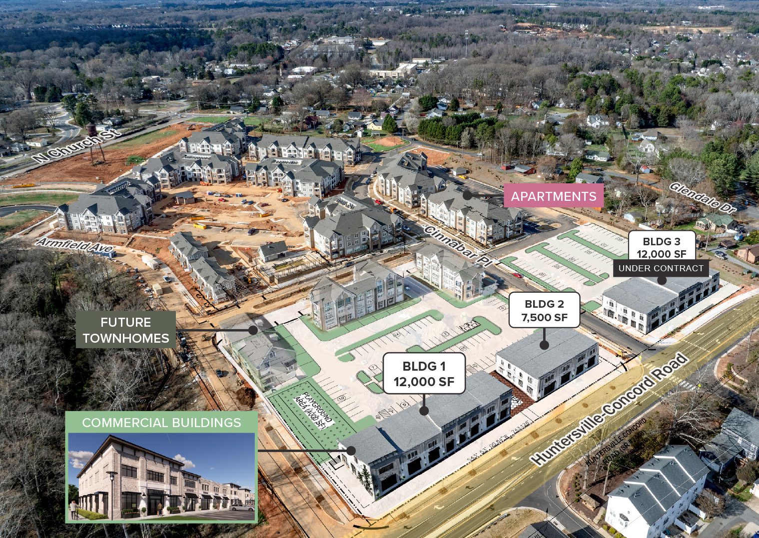 Vermillion Village rendering aerial overlay Huntersville