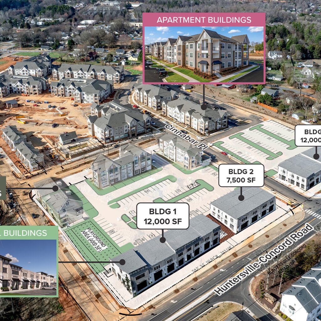 Vermillion Village aerial overlay showing construction progress as of March 2026