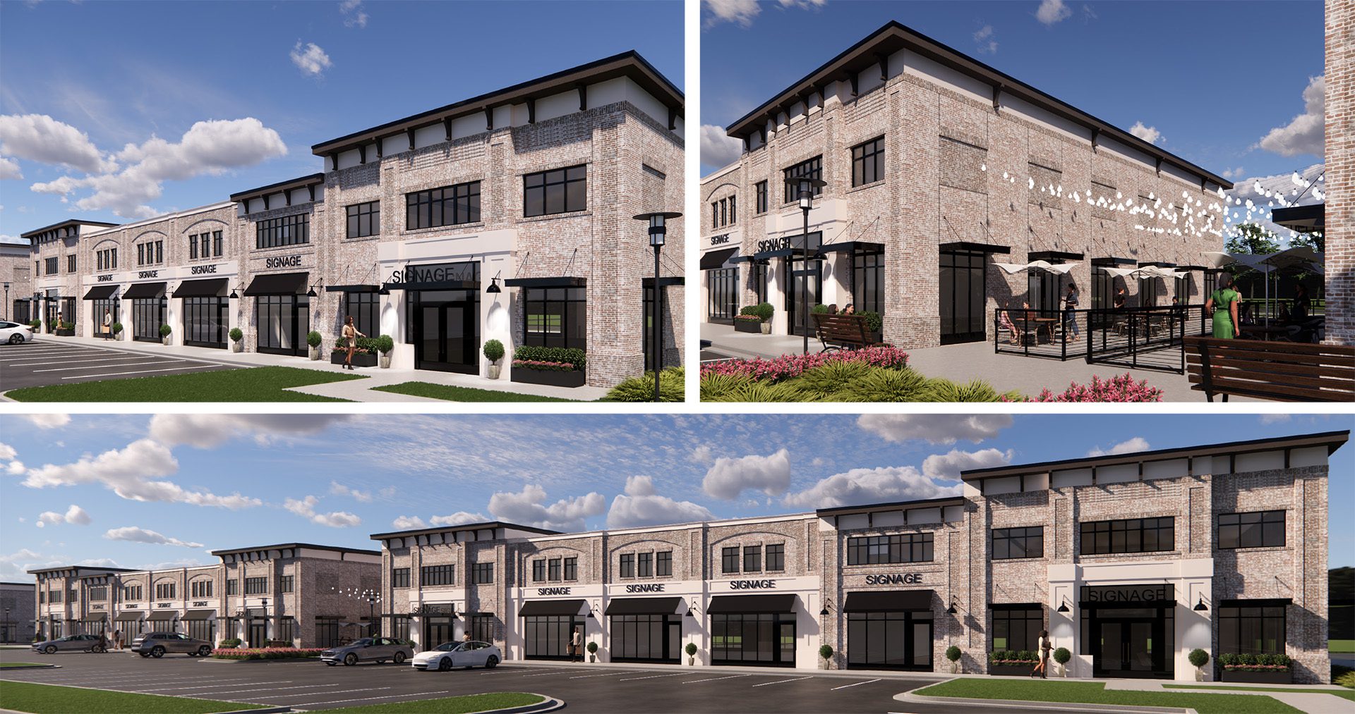 Vermillion Village Huntersville commercial building renderings collage