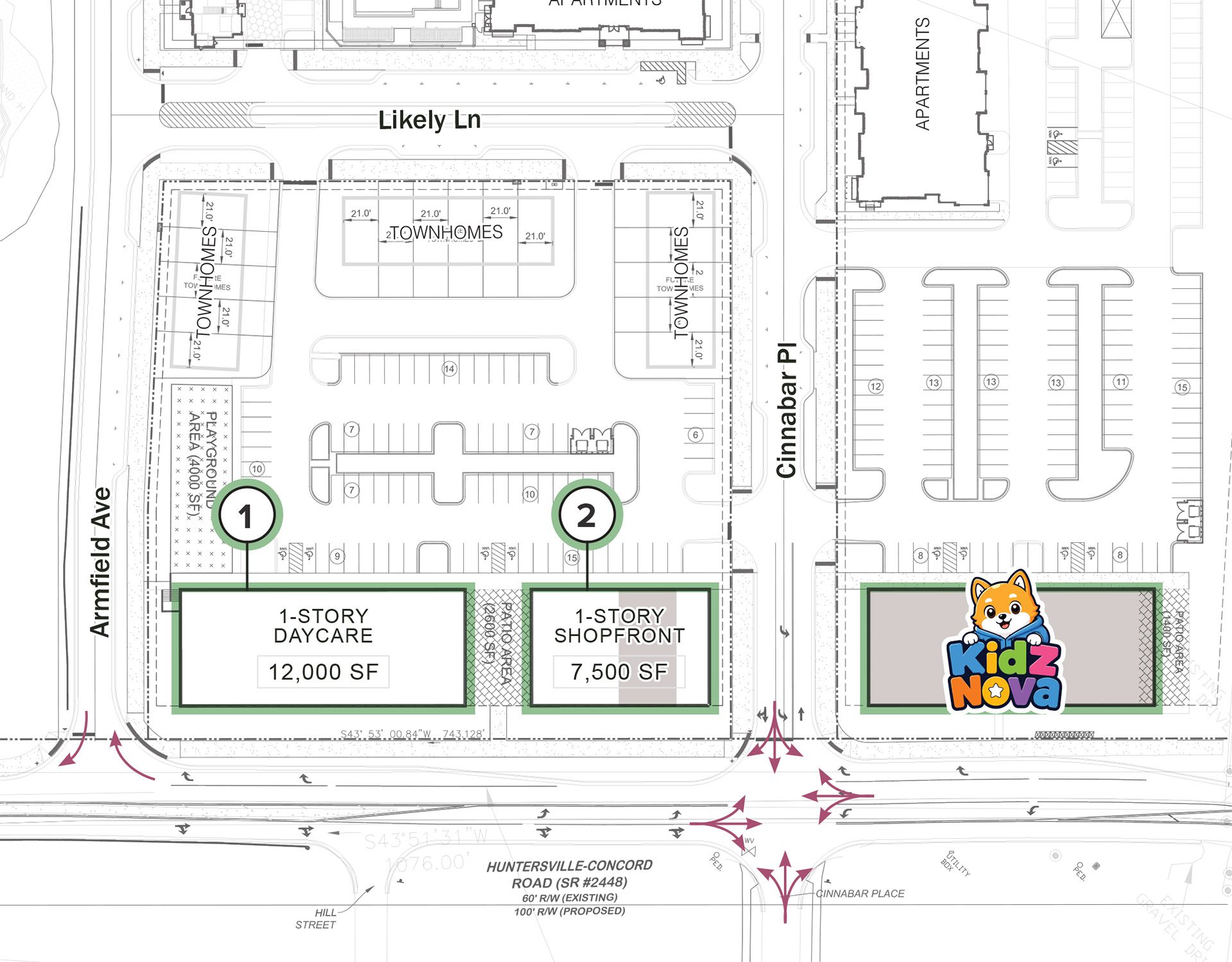 Vermillion Village commercial site plan 3 buildings