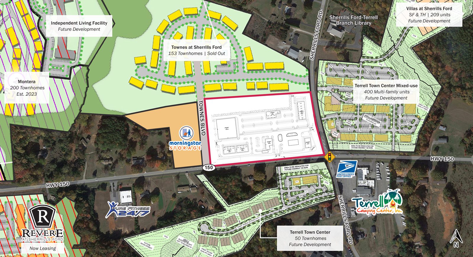 Aerial with site plan overlayed