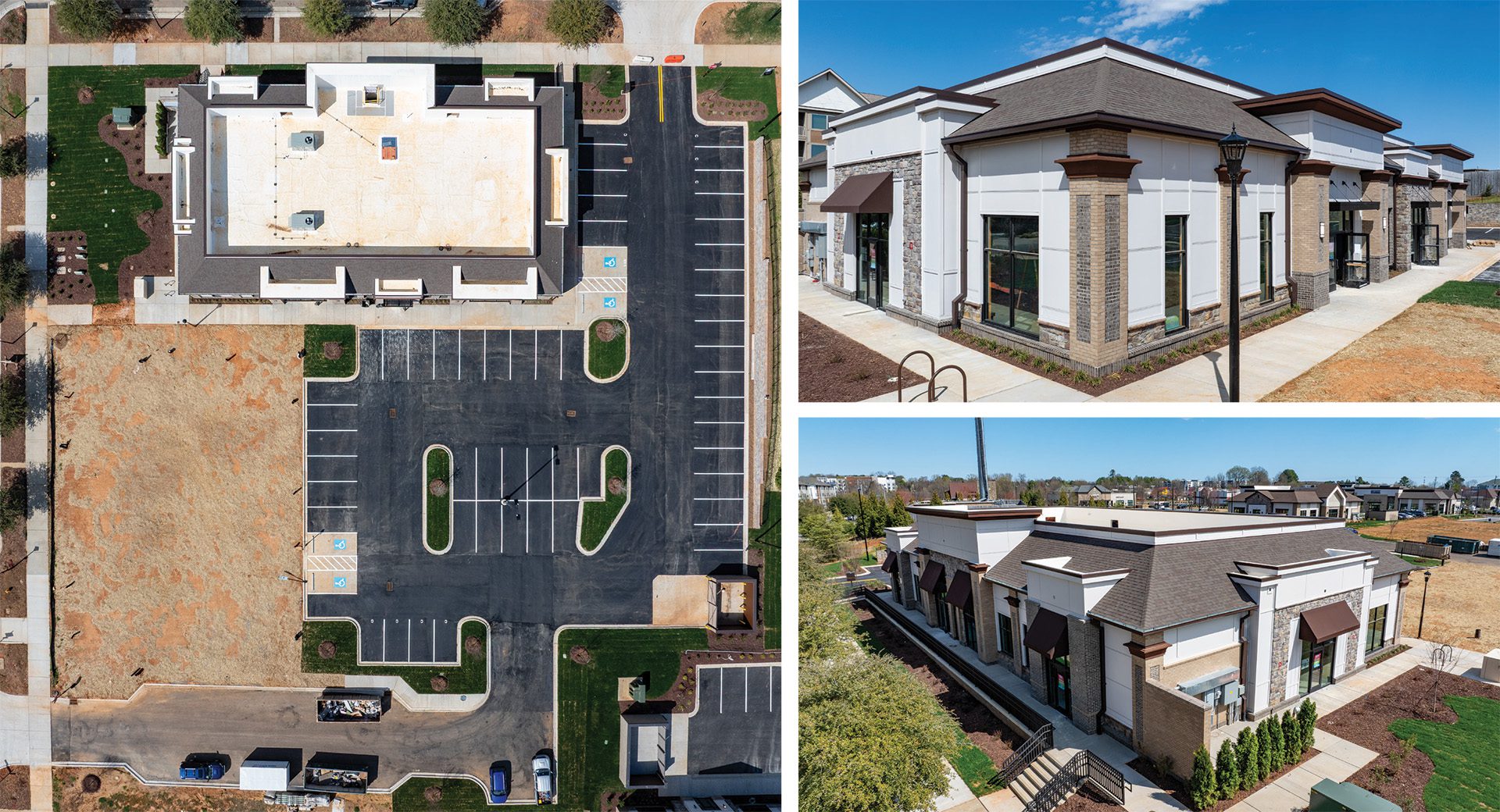 aerial birdseye of Berewick Town Center with building 1 construction complete