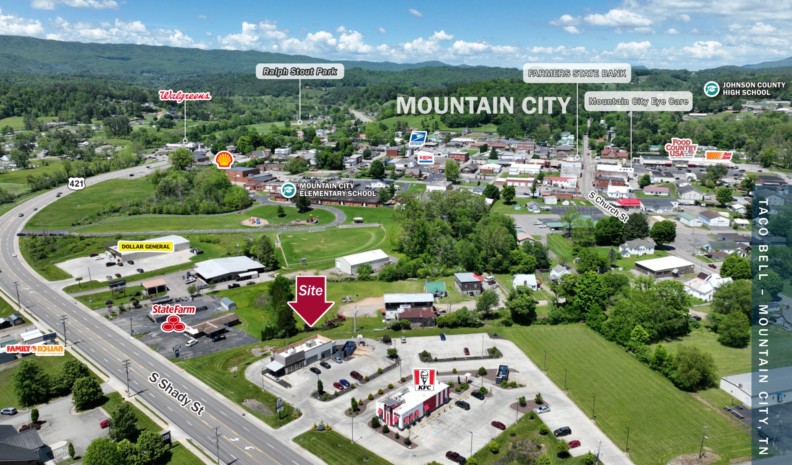 Aerial of Mountain City TN