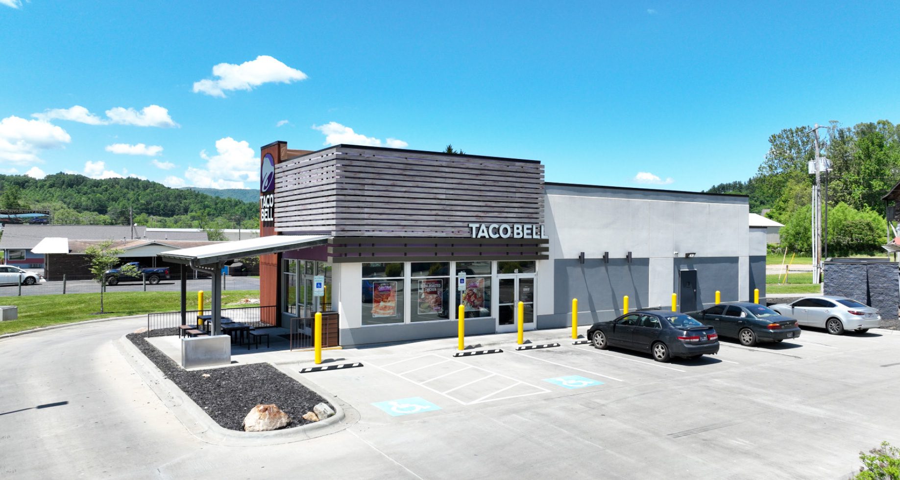 Taco Bell Exterior with covered Patio and Drive Thru
