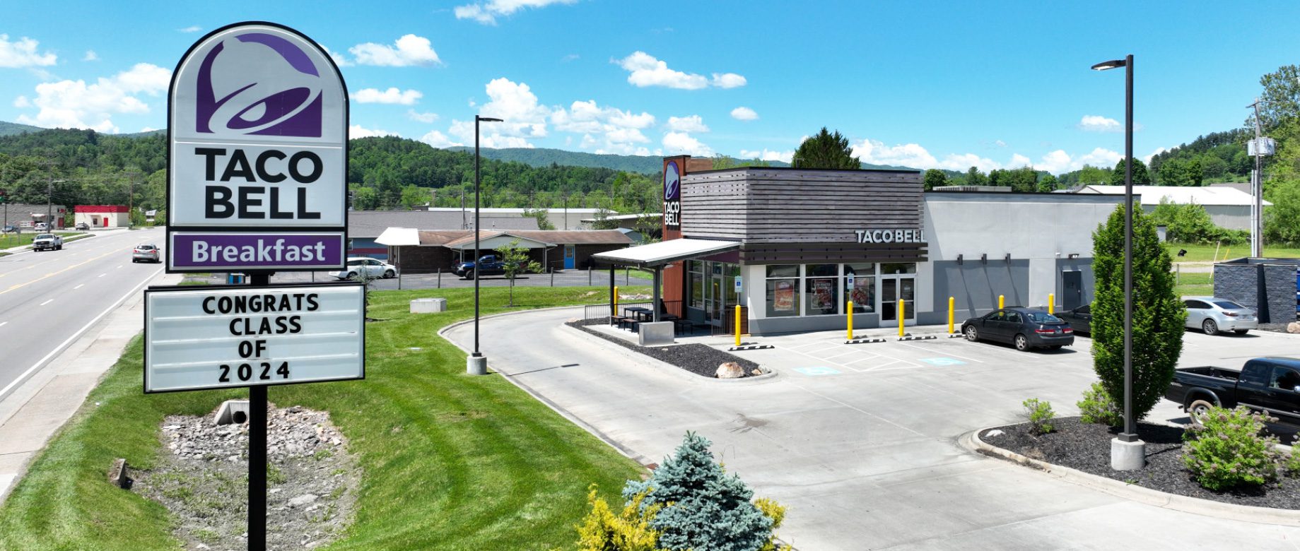 Taco Bell Exterior with covered Patio and Drive Thru