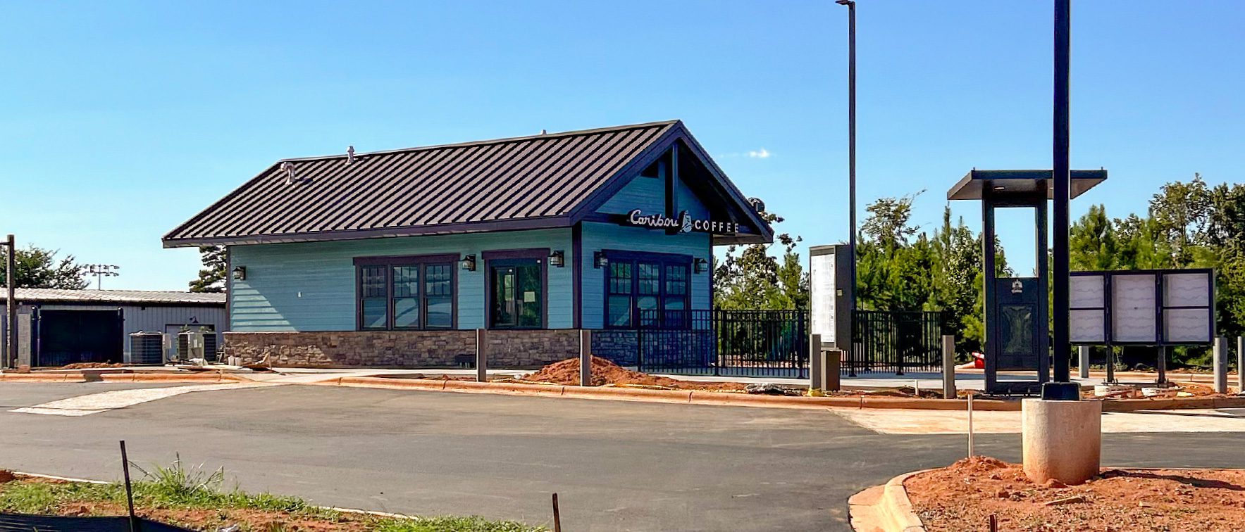 Blue Exterior Caribou Coffee Building