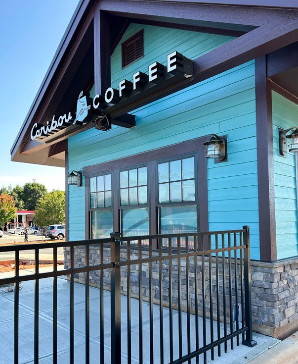 Blue Exterior Caribou Coffee Building