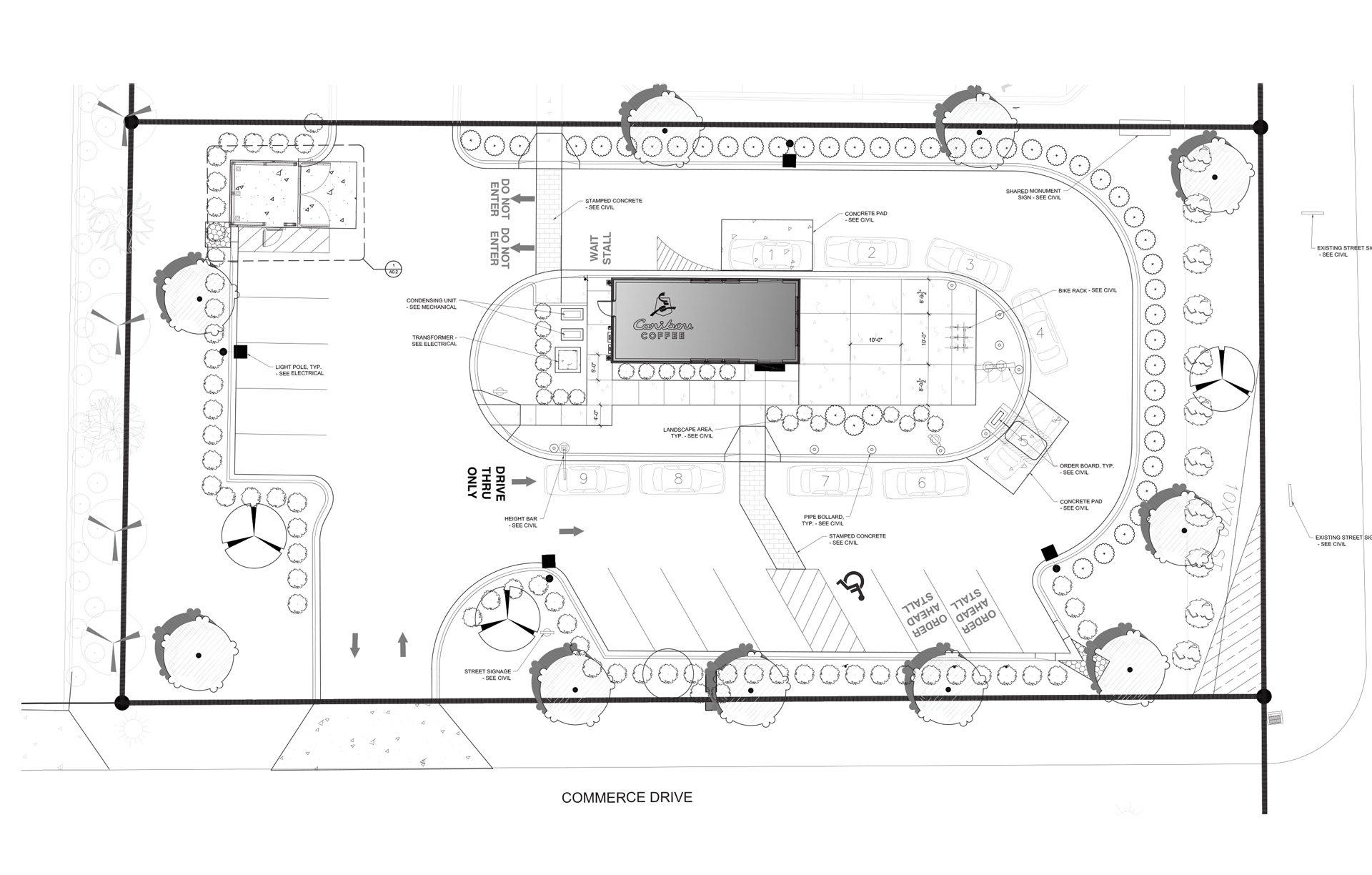 Black and White Site Plan of Caribou Store Denver, NC