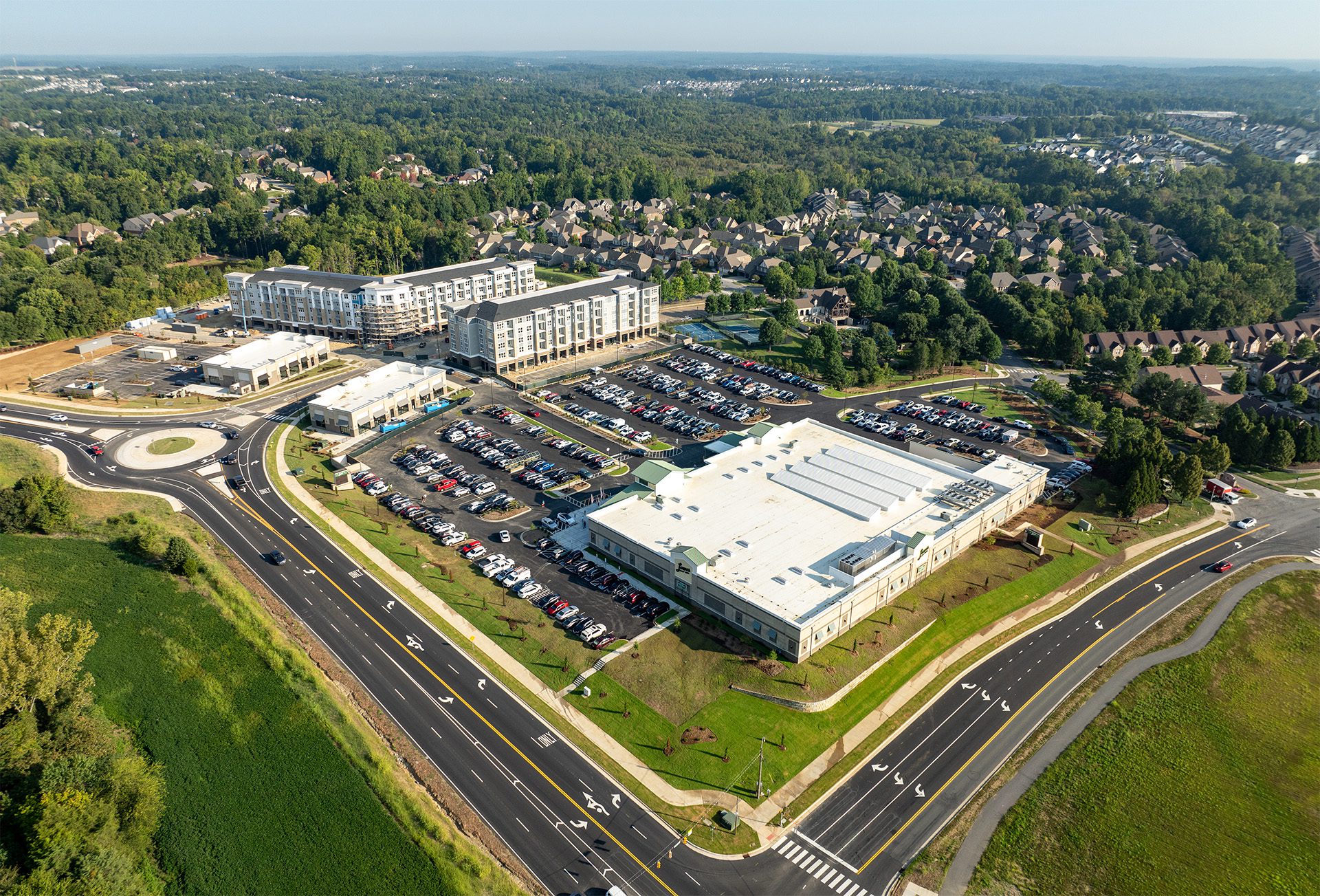 Christenbury Village in Concord new development with full parking lot