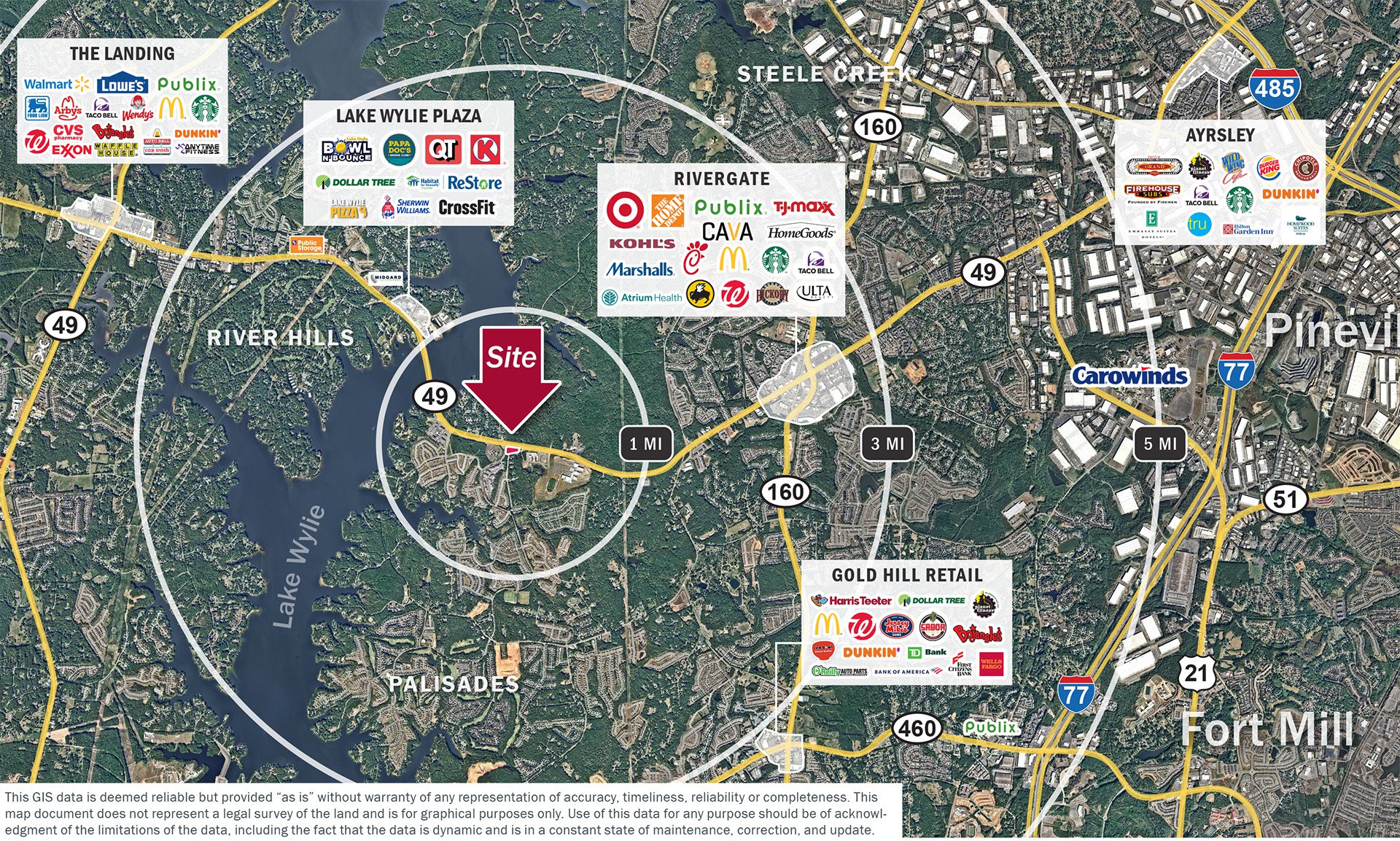 Lake Wylie Hwy 49 market retail aerial